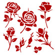 Rose icon. Set of decorative roses silhouettes