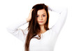 © Piotr Marcinski - Young beautiful woman massaging her own hairs