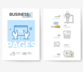 Wall Mural - Business brochure flyer design layout template, with concept icons:
Web site design development.