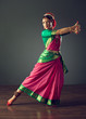 Beautiful indian  girl dancer of Indian classical dance Bharatanatyam or Kuchipudi