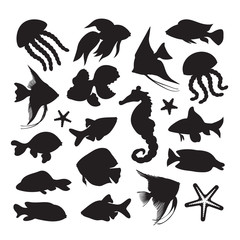 Wall Mural - icons marine life