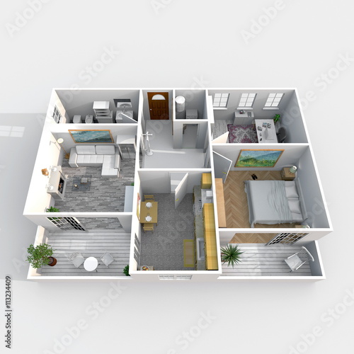 3d Interior Rendering Perspective View Of Rectangular