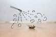 Spray on cockroach on floor , pest control concept