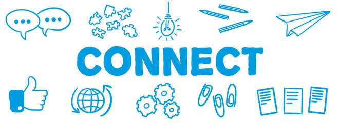 Stick Figure Series Banner Blue / Connect