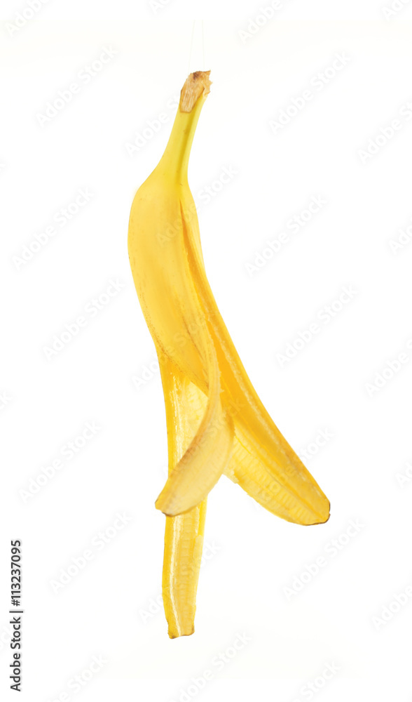 Banana skin on white background