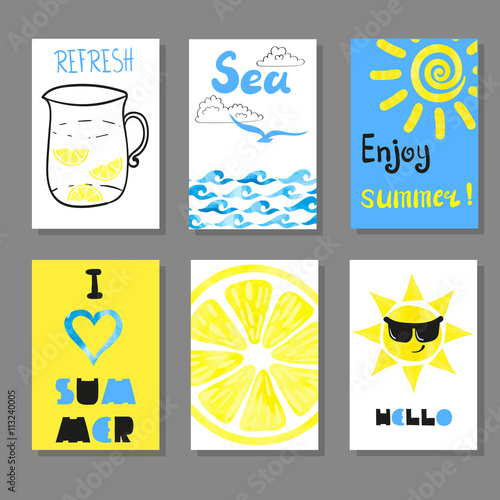 Summer watercolor card set ...
