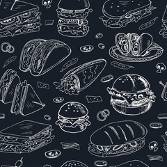 Vector sandwiches seamless pattern