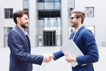 Sticker - Happy two business partners greeting each other