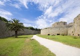 Fototapeta Lawenda - Moat and walls of Rhodes