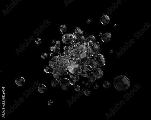 Fotografie, Obraz Abstract 3d rendering of chaotic liquid in empty space