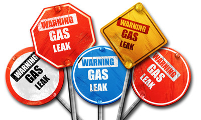Wall Mural - gas leak background, 3d rendering, rough street sign collection