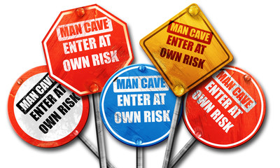 Wall Mural - man cave sign, 3d rendering, rough street sign collection