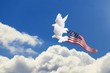 usa flag waving in blue sky with doves