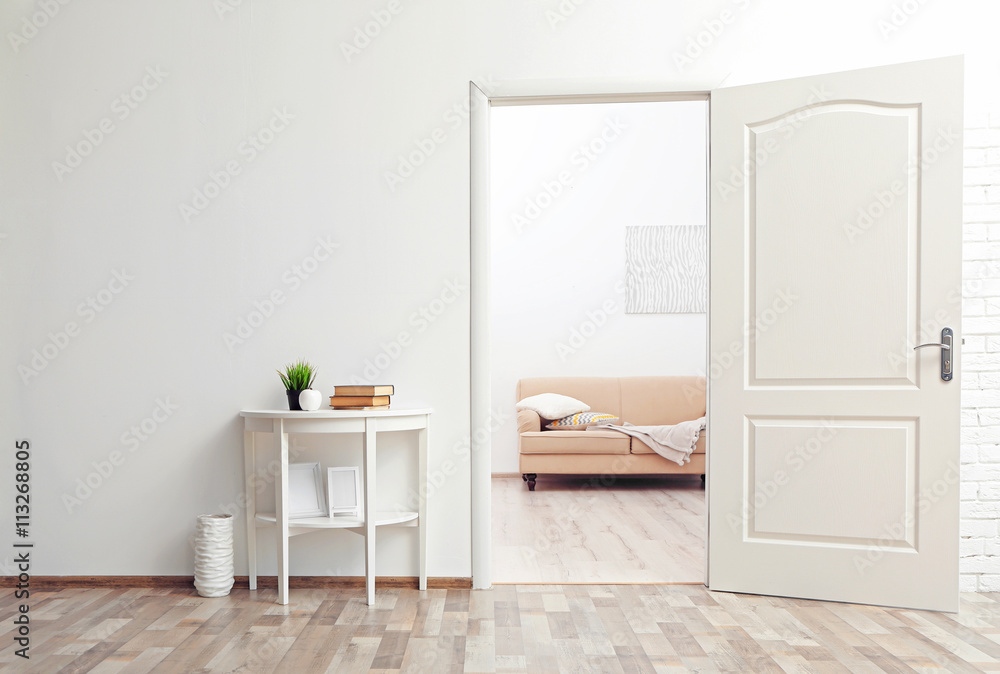 Room design interior with open door Stock Photo | Adobe Stock