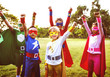 Superheroes Kids Friends Playing Togetherness Concept