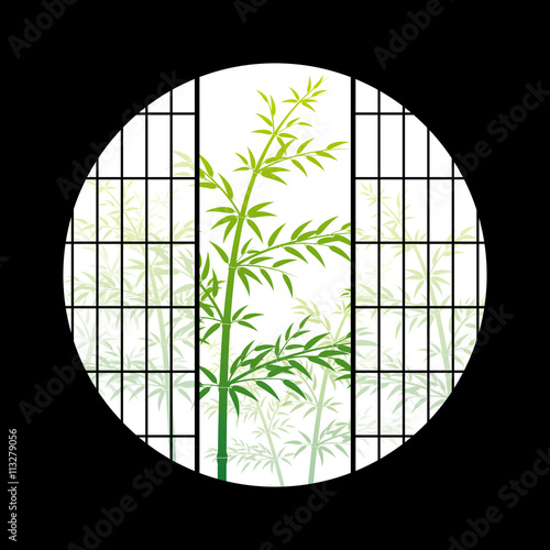 竹 丸窓 和風 背景 イラスト Stock Vector Adobe Stock