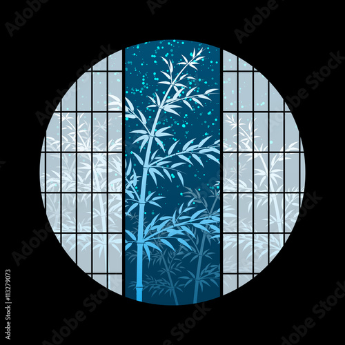 竹 夜空 七夕 丸窓 和風 Stock Vector Adobe Stock