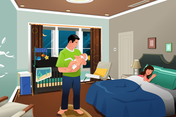 Poster - Father Caring Newborn Child