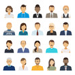 Business people flat avatars. Men and women business and casual clothes icons. Vector illustration