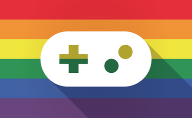Wall Mural - Long shadow Gay Pride flag with a game pad
