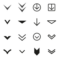 Wall Mural - vector black arrow buttons down icon set