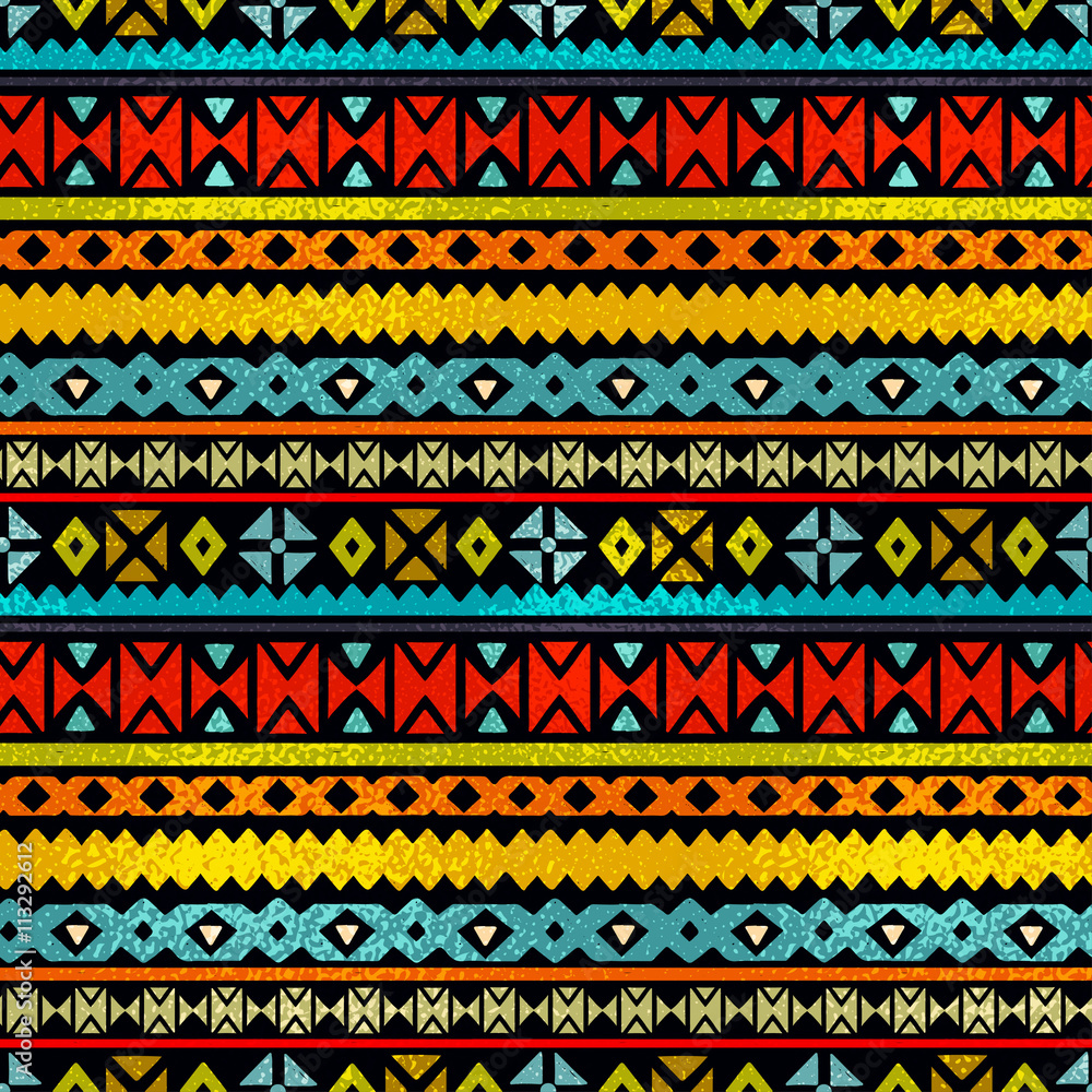 Tribal art boho ethnic colorful seamless pattern Stock Vector | Adobe Stock