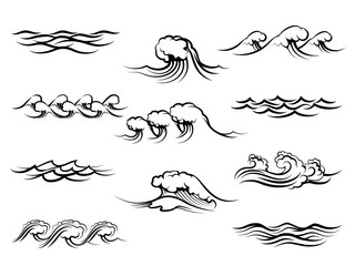 Wall Mural - ocean waves or sea waves isolated on white background vector