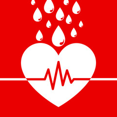 Wall Mural - Blood donation concept design with heart shape and blood drops