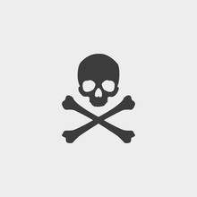 Skull And Crossbones Icon In A Flat Design In Black Color. Vector Illustration Eps10