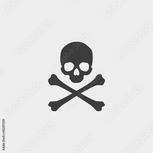 Fotografía Skull and crossbones icon in a flat design in black color