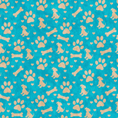 Wall Mural - Teal and Beige Doggy Tile Pattern Repeat Background