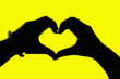 Filter yellow heart shape hand