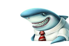 Illustration Of Business Shark Smiles Slyly