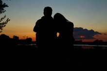 Silhouette Of A Couple In Love