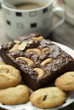 Selective focus almonds brownie and cookies , delicious dessert.