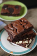 closed up almond brownies , delicious dessert.