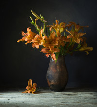 Still Life With Beautiful Orange Lilies