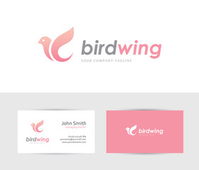 Wall Mural - pink bird logo with business card design template