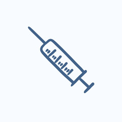 Sticker - Syringe sketch icon.