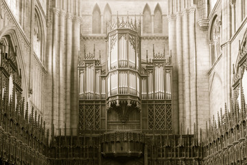 Wall Mural - Ripon Cathedral Organs sepia tone