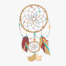 Magical Dreamcatcher With Sacred Feathers To Catch Dreams Pictogram Icon