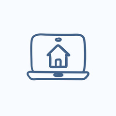 Sticker - Smart house technology sketch icon.