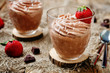 chocolate mousse with strawberries and coconut