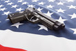 Ruffled national flag with hand gun over it series - USA