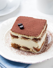 Wall Mural - Tiramisu, traditional Italian dessert on a plate