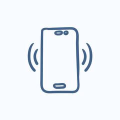 Sticker - Vibrating phone sketch icon.