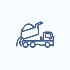 Sticker - Dump truck sketch icon.