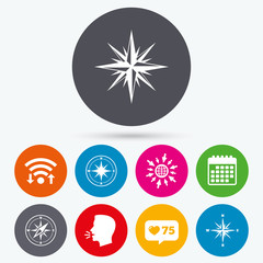 Windrose navigation icons. Compass symbols.