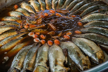 Mackerel boiled in sweet sauce