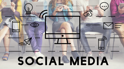 Poster - social media devices communication connection concept